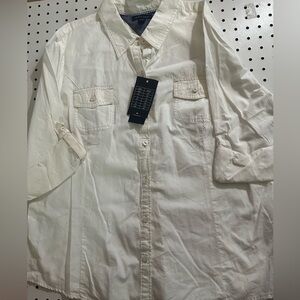 Tommy Hilfiger button down roll top sleeve shirt women’s size 2X white new